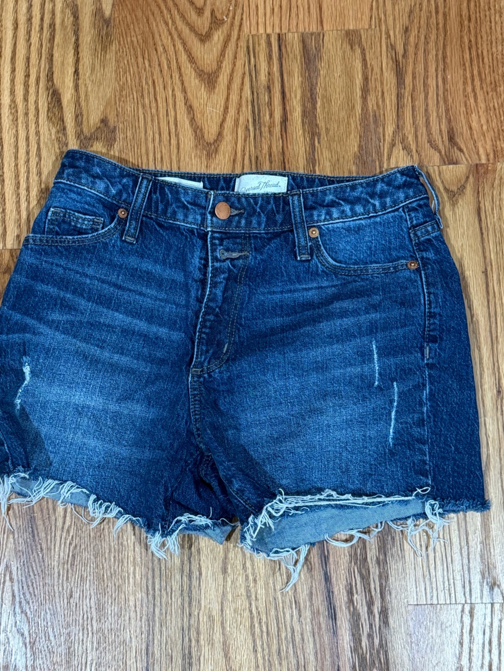Universal Thread Dark Blue Frayed Hem Denim Shorts